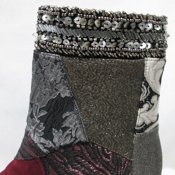 Anthropologie Bettye Mueller Cyd Suede Canvas patchwork boots booties Size 7.5 - Picture 4 of 16